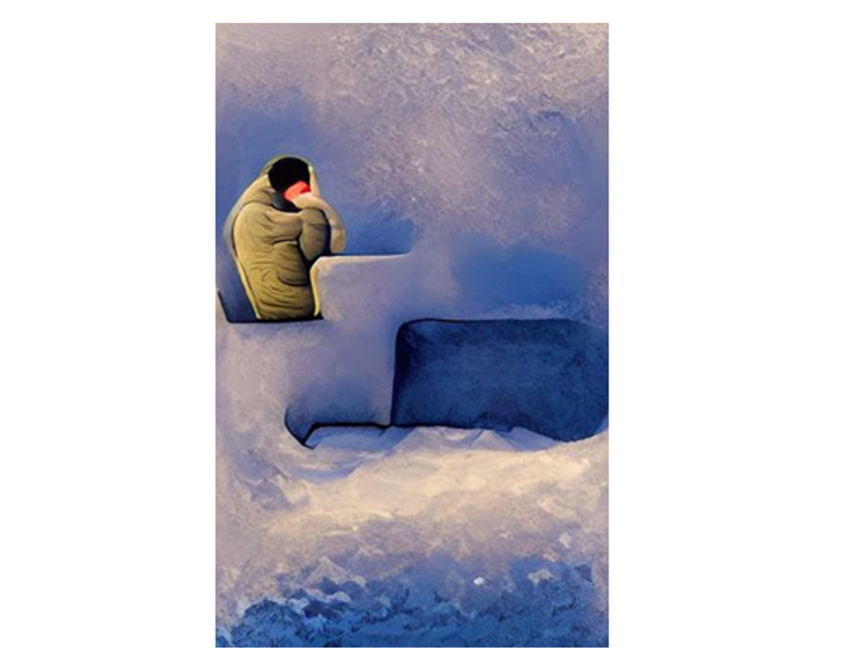 Légende « Le frisson de la solitude ». Nos proches nous permettent de réguler notre température corporelle et ainsi de la maintenir élevée : c’est la thermorégulation sociale. Ce phénomène biologique s’immisce jusque dans notre langage : la solitude est souvent associée au froid tandis qu’une personne chaleureuse est généralement de bonne compagnie. Image créée sur wombo.art Légende « Le frisson de la solitude ». Nos proches nous permettent de réguler notre température corporelle et ainsi de la maintenir élevée : c’est la thermorégulation sociale. Ce phénomène biologique s’immisce jusque dans notre langage : la solitude est souvent associée au froid tandis qu’une personne chaleureuse est généralement de bonne compagnie. Image créée sur wombo.art
