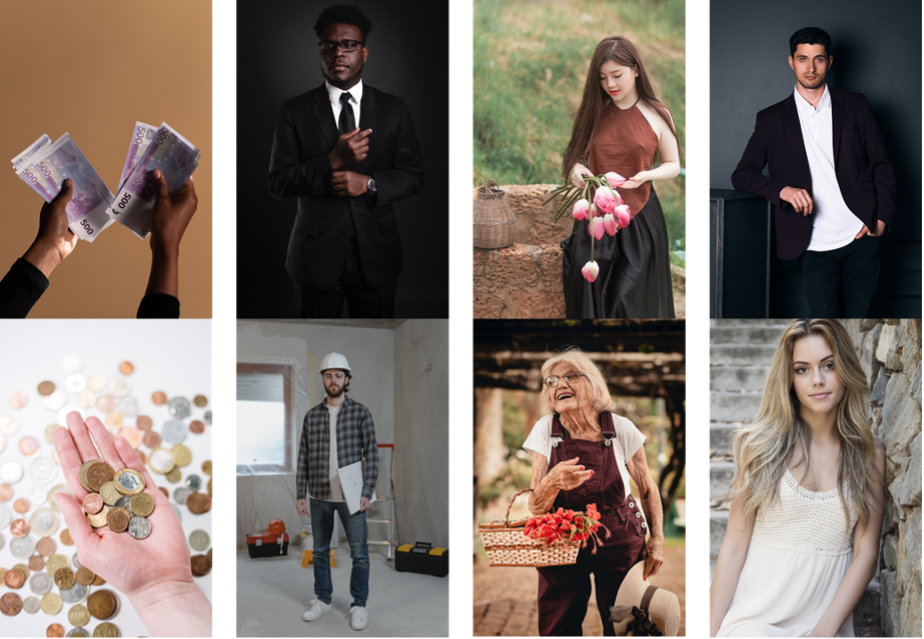 Les groupes sociaux sont de plus ou moins haut versus bas statut social, par exemple les riches versus les pauvres, les cadres versus les ouvriers, les jeunes versus les âgés, les hommes versus les femmes. Photos de cottonbro, Dellon Thomas, Tima Miroshnichenko , Tuấn Kiệt Jr., Edu Carvalho provenant de Pexels et de DzeeShah provenant de Pixabay Les groupes sociaux sont de plus ou moins haut versus bas statut social, par exemple les riches versus les pauvres, les cadres versus les ouvriers, les jeunes versus les âgés, les hommes versus les femmes. Photos de cottonbro, Dellon Thomas, Tima Miroshnichenko , Tuấn Kiệt Jr., Edu Carvalho provenant de Pexels et de DzeeShah provenant de Pixabay