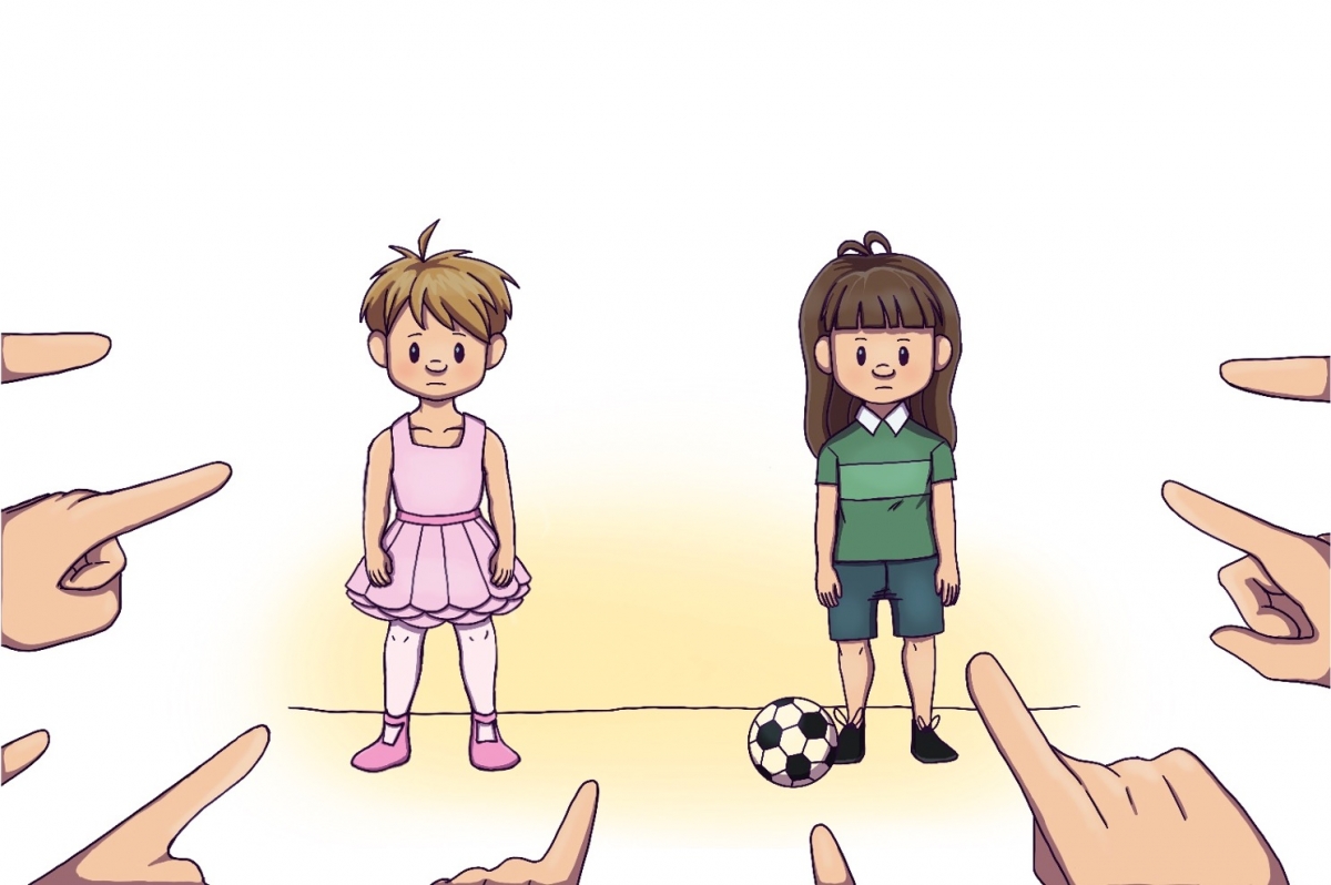 Harcèlement scolaire envers des jeunes ne se conformant pas aux normes de genre. Illustration réalisée par Amélie Saint-Léger Harcèlement scolaire envers des jeunes ne se conformant pas aux normes de genre. Illustration réalisée par Amélie Saint-Léger